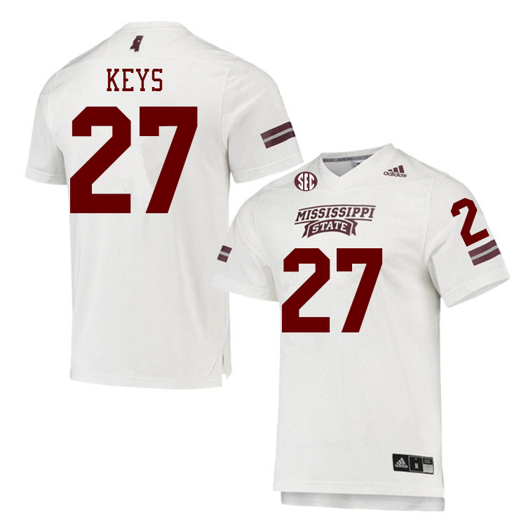 Men #27 Chris Keys Mississippi State Bulldogs College Football Jerseys Stitched Sale-White